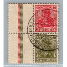 ALEMANIA 1921 PAREJA DE ESTAMPILLAS SE-TENANT ZUSAMMENDRUCKE USADO QUE ES MUCHO MAS ESCASO S23 MUY RARA 250 EUROS